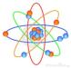 Atom with protons, neutrons, and electrons (+ & - spin) -clipart