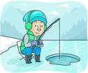 Boy ice-fishing -clipart